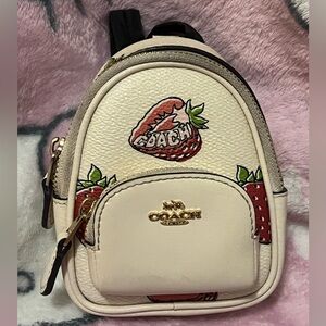 Coach Mini Court Strawberry Backpack KeyChain Charm Key Chain Pouch